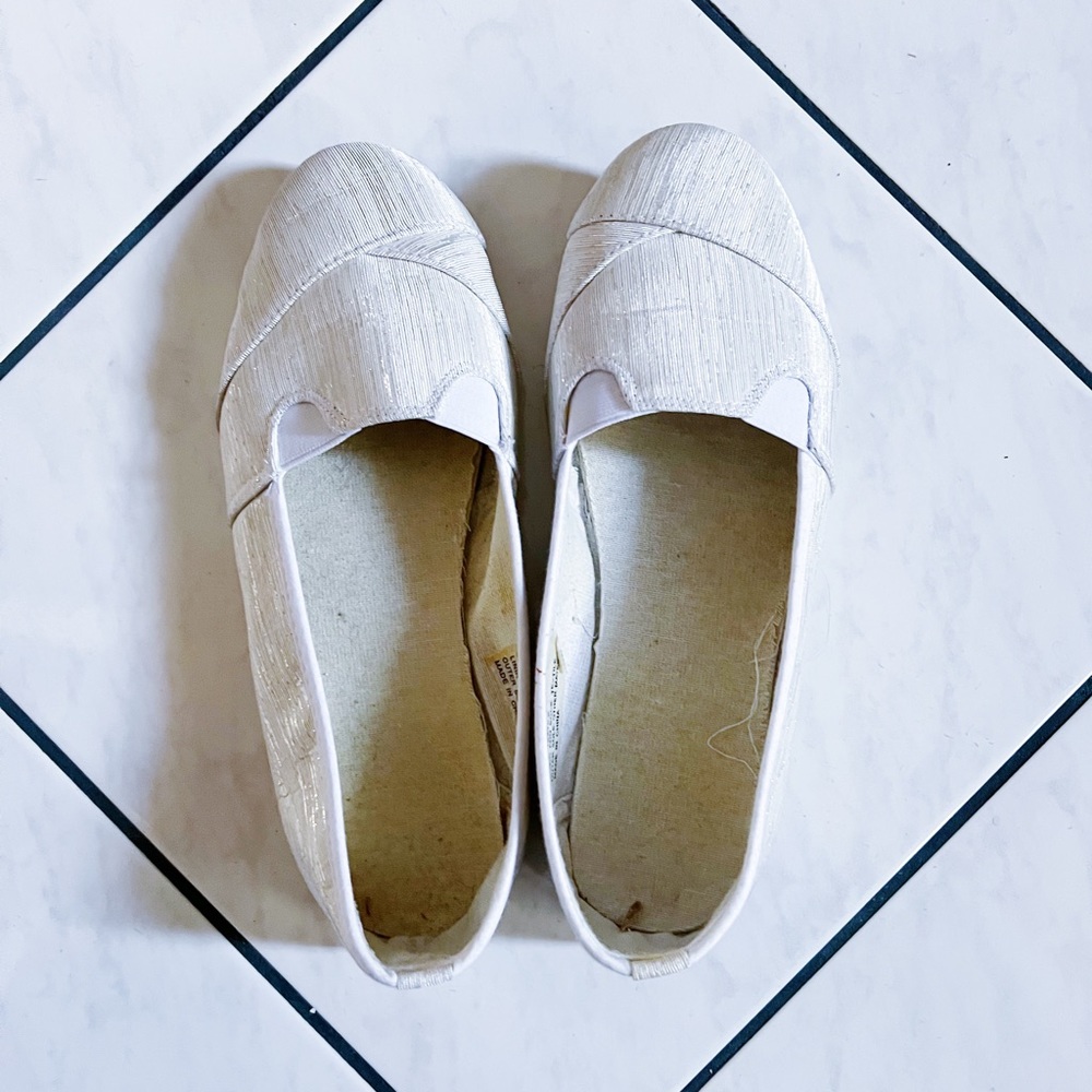 White Sparkly Textile Flats